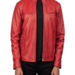 Ionic Red Leather Motorcycle Jacket