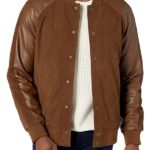 Men’s Brown Suede Leather Varsity Jacket