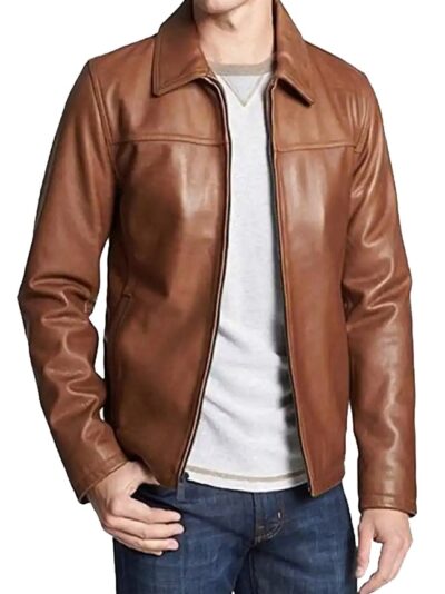 Men's Casual Brown Leather Jacket