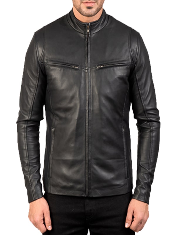 Men's Ionic Black Leather Motorcycle Jacket