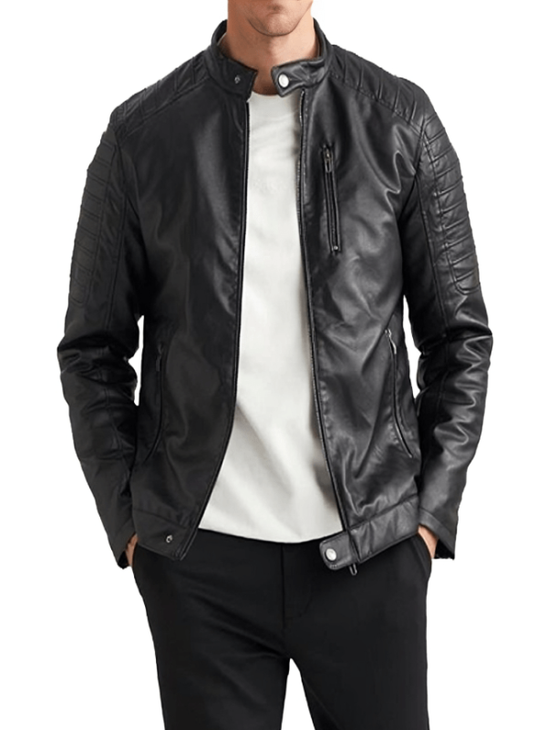 Men's Traditional Black Slim Fit Leather Jacket