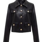 Women's Black Leather Short Jacket