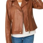 Women's Brown Leather Biker Jacket