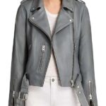 Women's Grey Leather Motorcycle Jacket