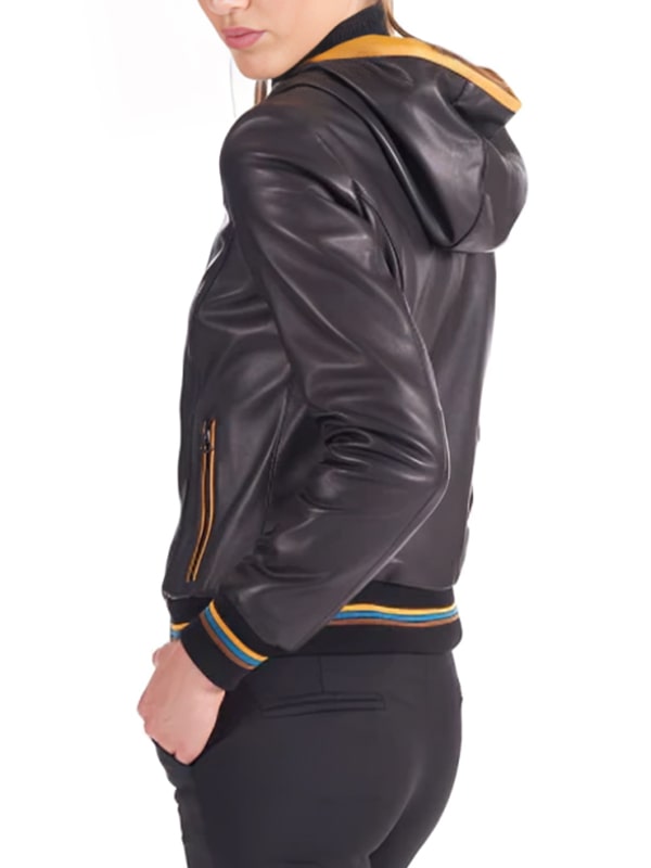 Women’s Hooded Motorcycle Leather Jacket