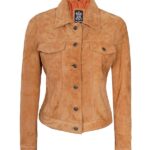 Women's Light Brown Suede Leather Jacket