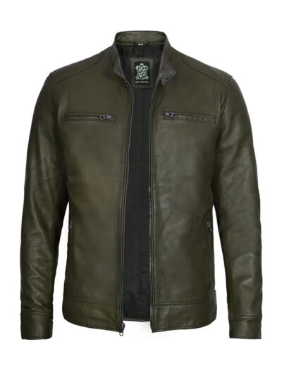 Men's Green Biker Leather Jacket