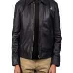 Men's Plain Black Leather Jacket
