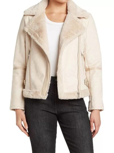Women’s Ivory Shearling Leather Jacket