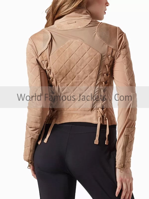 Brown Quilted Suede Leather Jacket