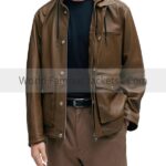 Men's Brown Relaxed Fit Leather Jacket