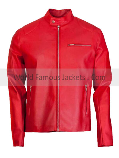 Men’s Cafe Racer Red Leather Jacket