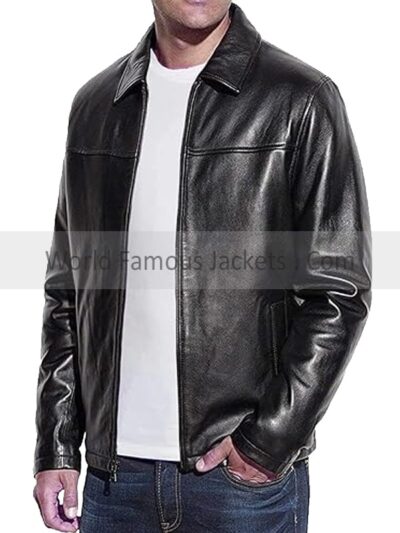Men's Genuine Lambskin Leather Black Biker Jacket