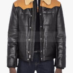 Men's Modern Look Puffer Leather Jacket