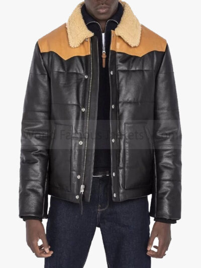 Men's Modern Look Puffer Leather Jacket
