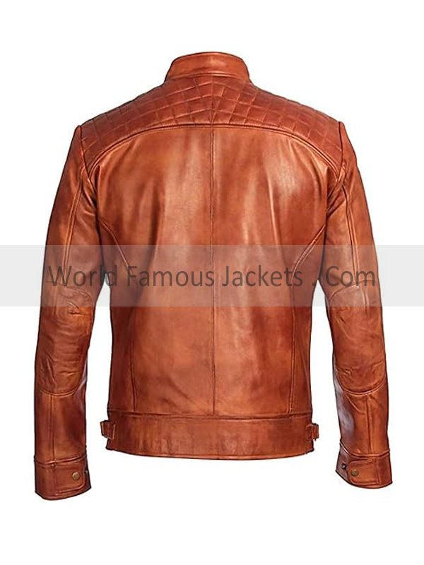 Men's Quilted Brown Leather Jacket