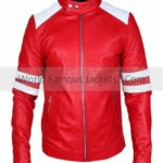 Men's Zip-Up Red Leather Motorcycle Jacket