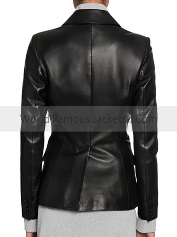 Plain Black Leather Blazer