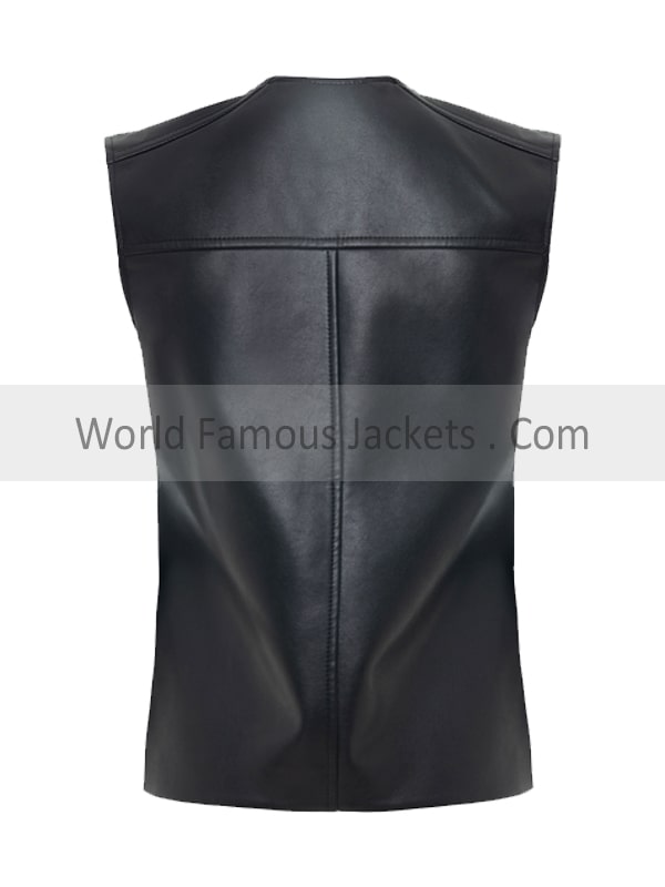 Plain Black Leather Vest For Women