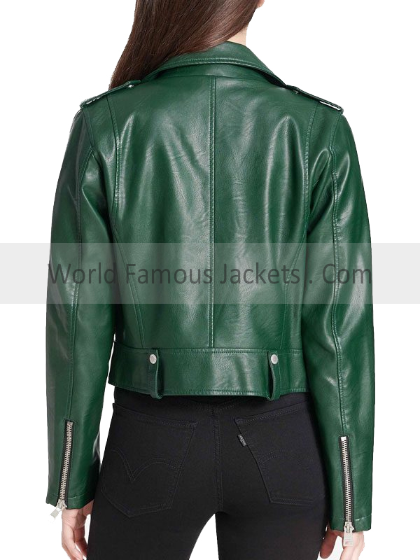 Shiny Green Leather Motorcycle Jacket