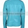 Women’s Blue Leather Quilted Padded Jacket