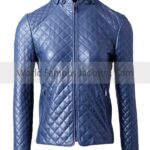 Women’s Blue Quilted Fashion Leather Jacket