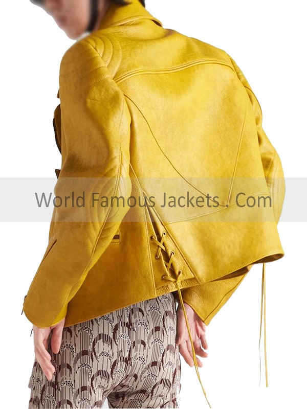 Yellow Biker Leather Jacket