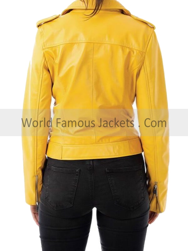 Yellow Motorcycle Leather Jacket