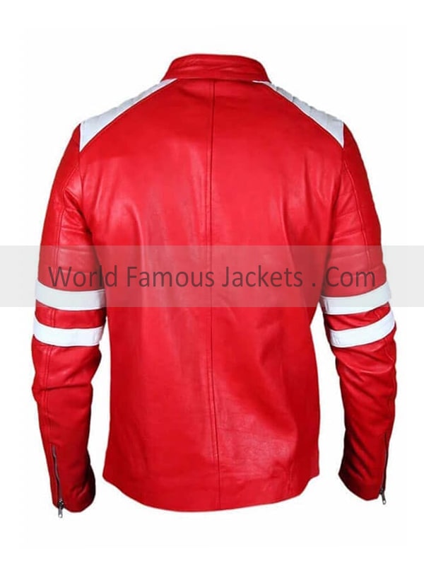 Zip-Up Red Leather Motorcycle Jacket