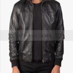 Air Rolf Black Leather Bomber Jacket