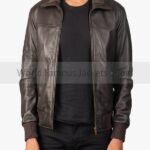 Air Rolf Brown Leather Bomber Jacket