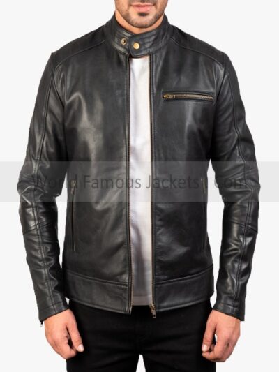 Men's Dean Black Leather Biker Jacket