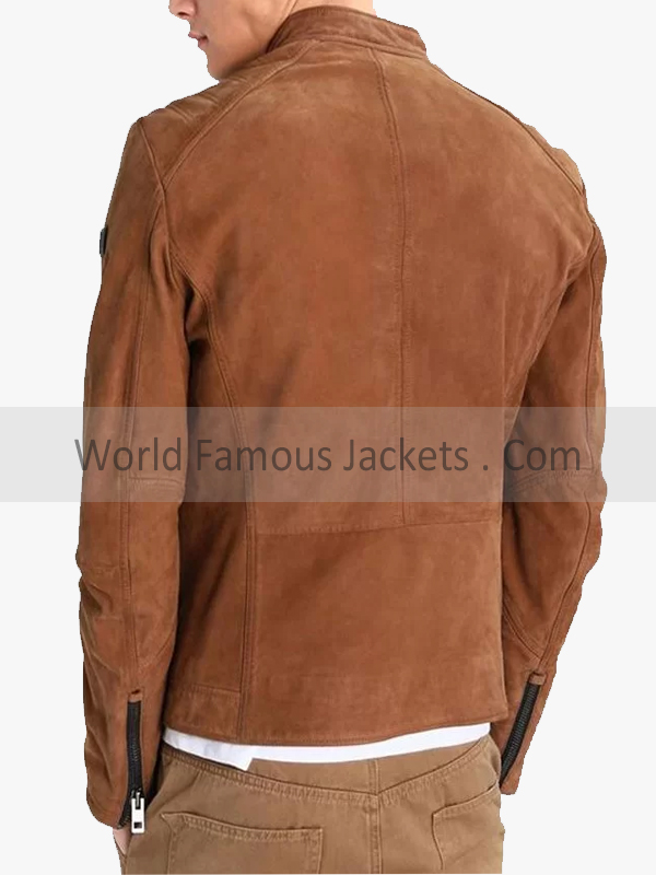 Mule Brown Leather Motorcycle Jacket For Men