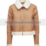 Women's Tan Brown Shearling Leather Jacket
