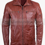 Mens Waxed Sheepskin Fashion Leather Jacket