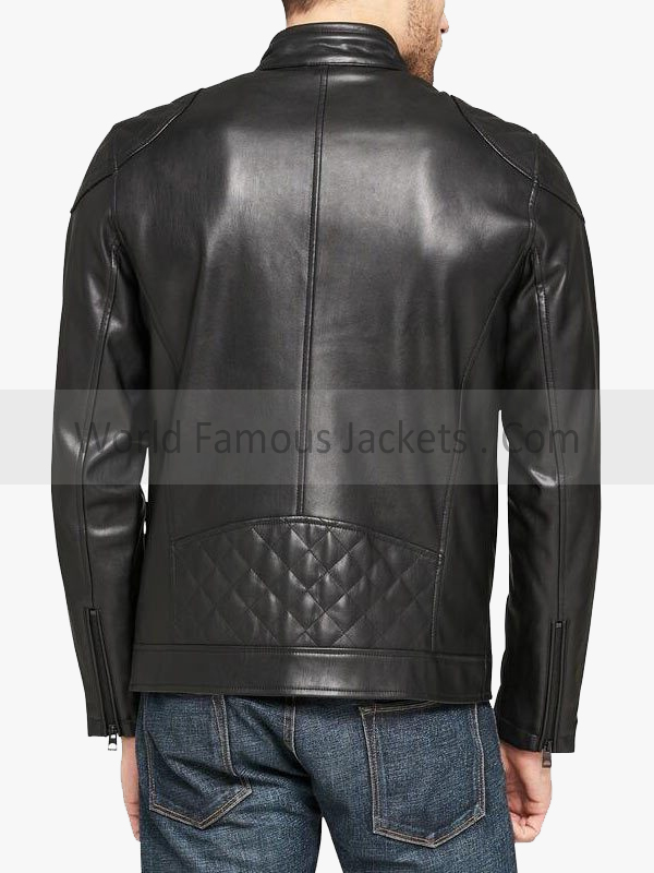 Simple Black Motorcycle Leather Jacket