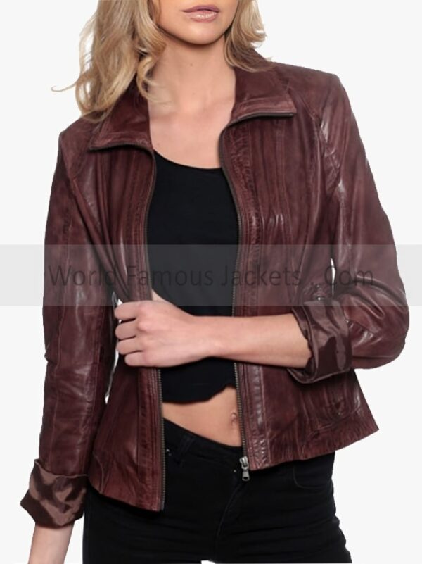 Women's Fashion Designer Chocolate Brown Leather Jacket