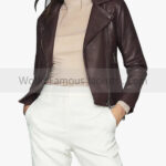 Women’s Motorcycle Leather Jacket In Brown Color