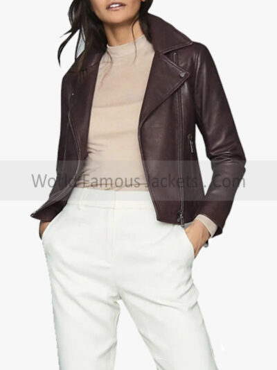 Women’s Motorcycle Brown Leather Jacket