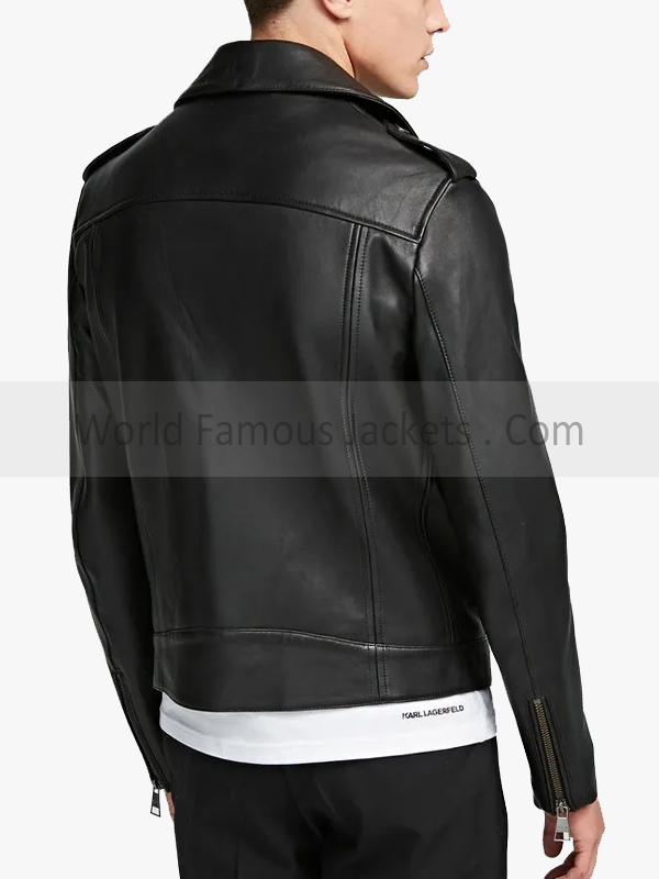 Zip-Up Motorcycle Black Leather Jacket